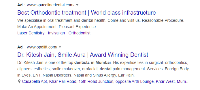 Google ads services for dental clinic