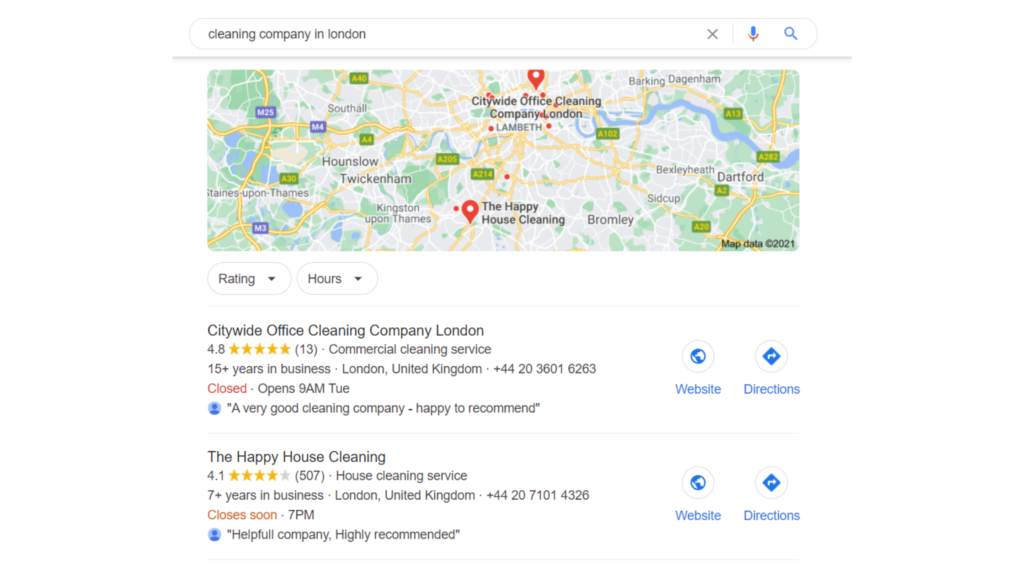 Local Seo for Cleaning company
