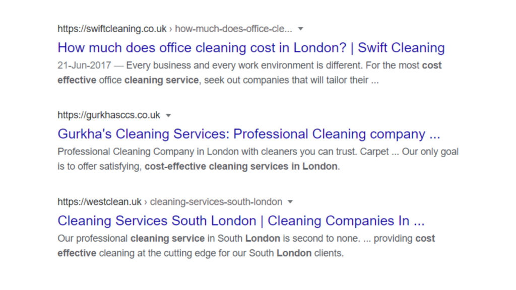 on page seo for cleaning websites